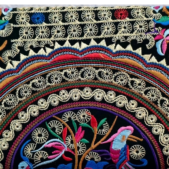 Embroidered Floral Print Zipper Money Coin Wallet Purse Multicolor Artsy - Picture 6 of 10